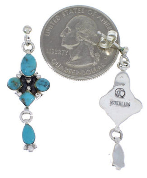 Silver Southwest Turquoise Post Dangle Earrings FX30839